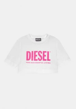 Diesel LOGO CROPPED - Print T-shirt - Bianco