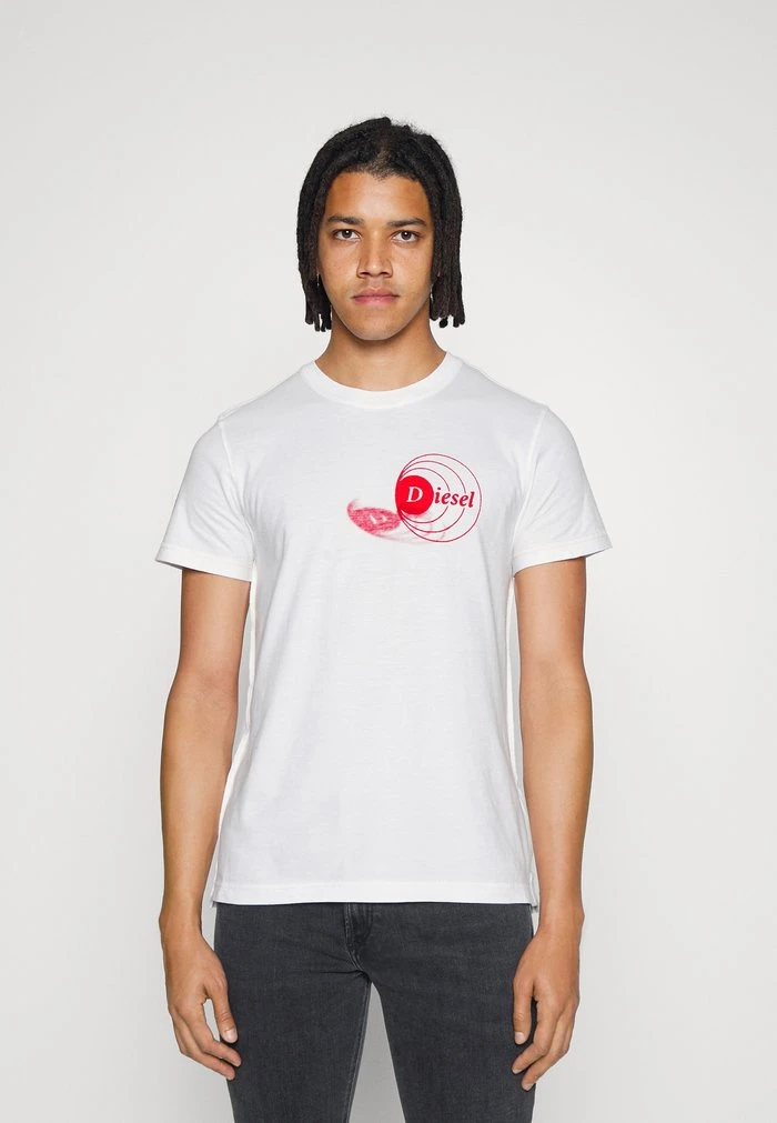 Diesel DIEBIND SLITS - Print T-shirt - White